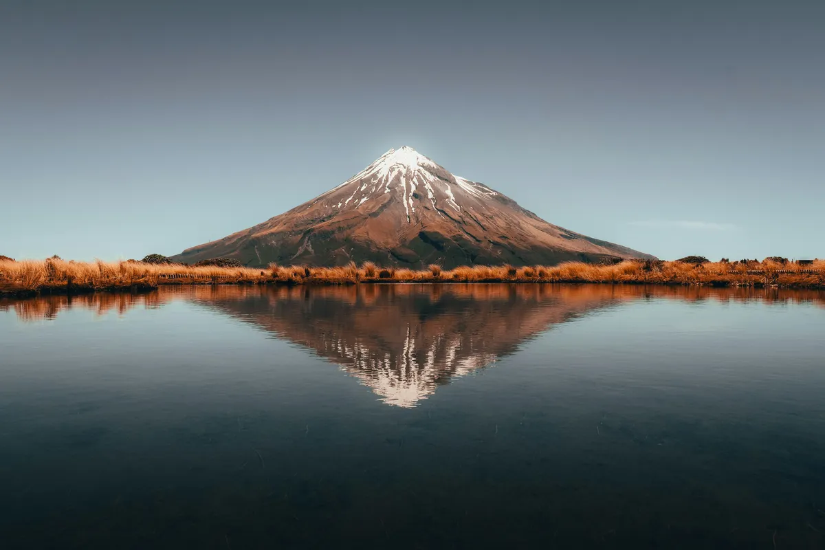 New Plymouth coastal landscape at sunset