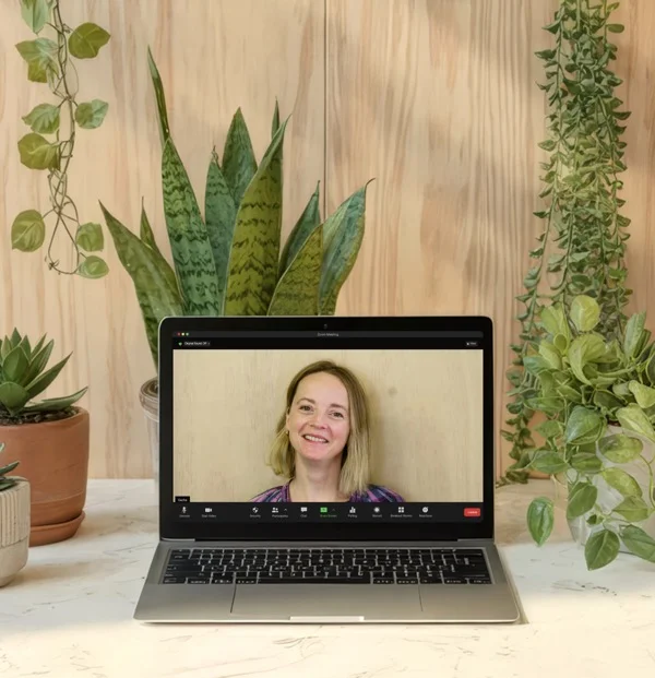 Professional telehealth session setup for speech therapy